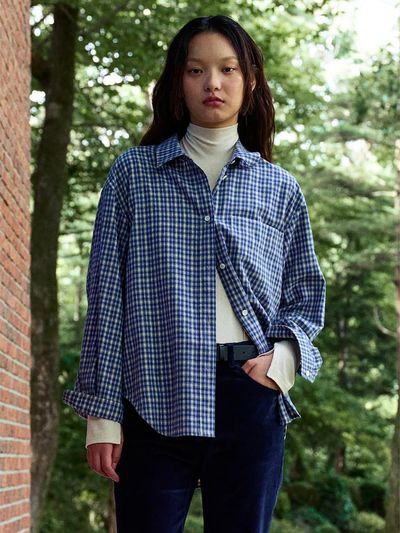 kuho plus Sleeve Point Semi Overfit Shirt - Blue