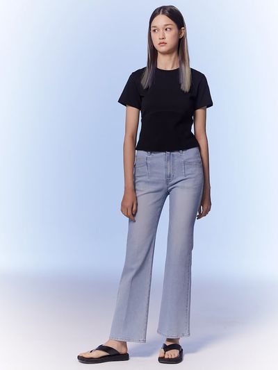 kuho plus Slim Bootcut Denim Pants_Sky Blue