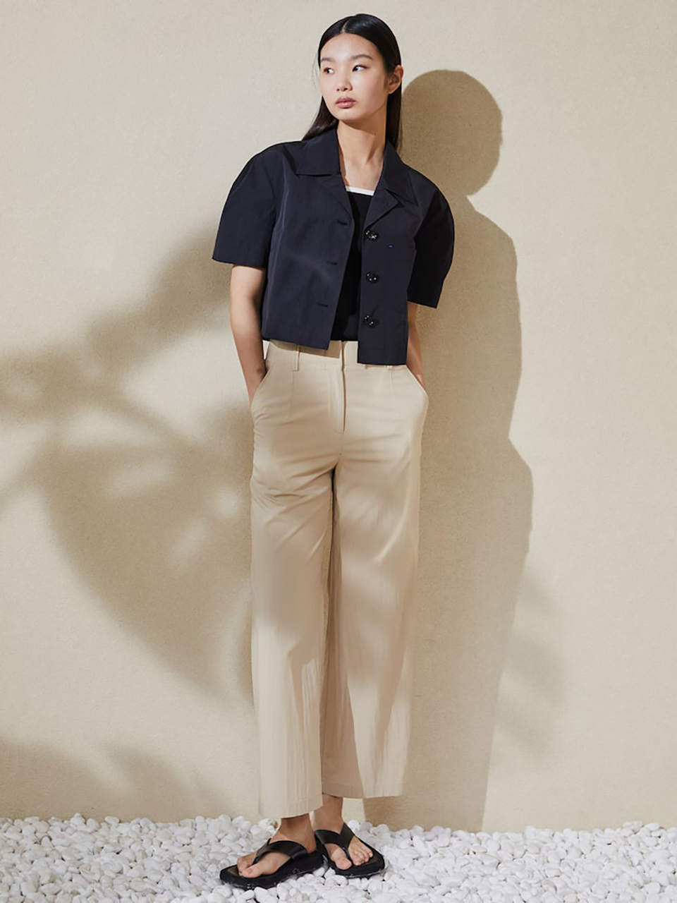 kuho plus Slim Straight Summer Pants_Beige