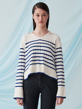 kuho plus Stripe Collar Knit Pullover