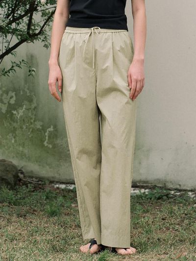 kuho plus Tuck Banding Wide Pants_Khaki