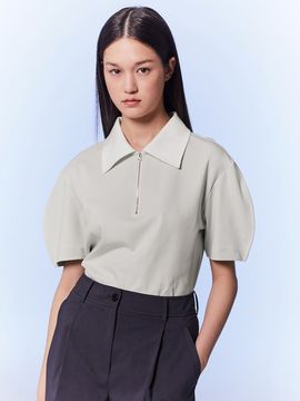 kuho plus Volume Sleeve Collar Jersey Top