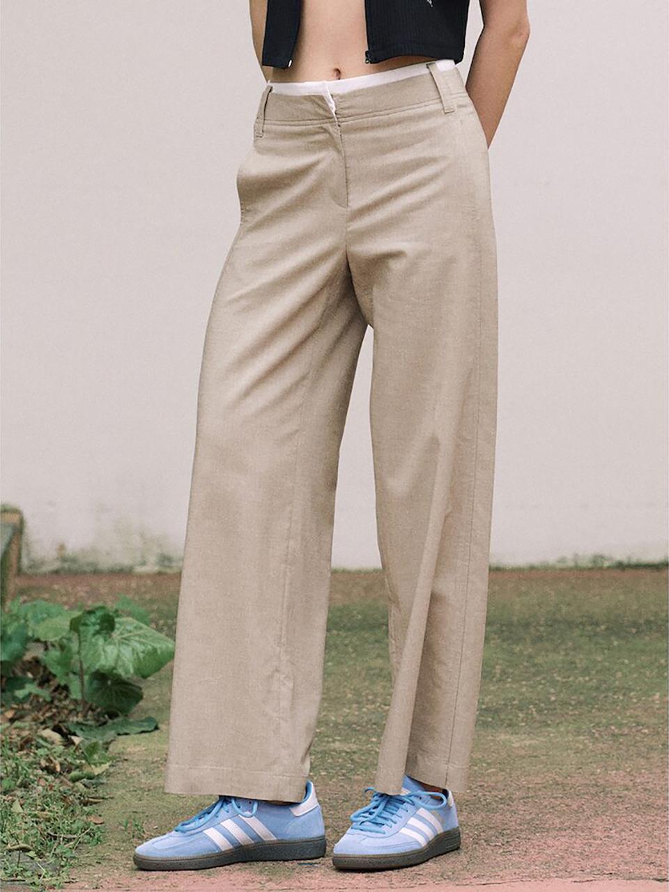 kuho plus Waist Layered Straight Pants_Khaki