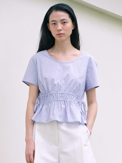 kuho plus Waist Shirring Blouse_Lavender
