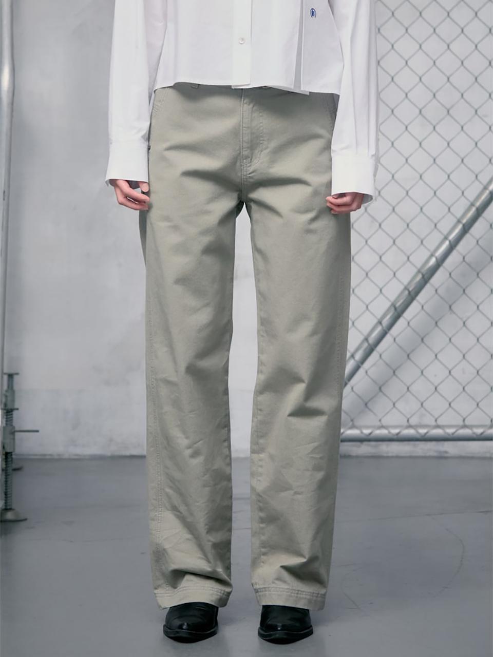 kuho plus Washed Cotton Straight Pants [Khaki] (KE5221M05H)