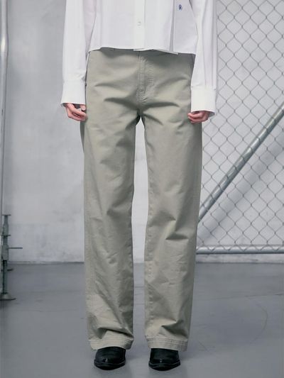 kuho plus Washed Cotton Straight Pants [Khaki] (KE5221M05H)