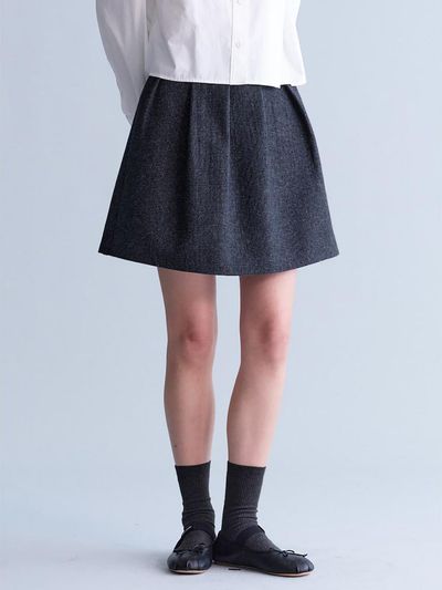 kuho plus Wool Volume Mini Skirt - Ash