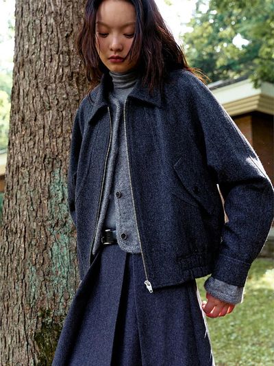 kuho plus Wool Zip-up Casual Jumper - Ash