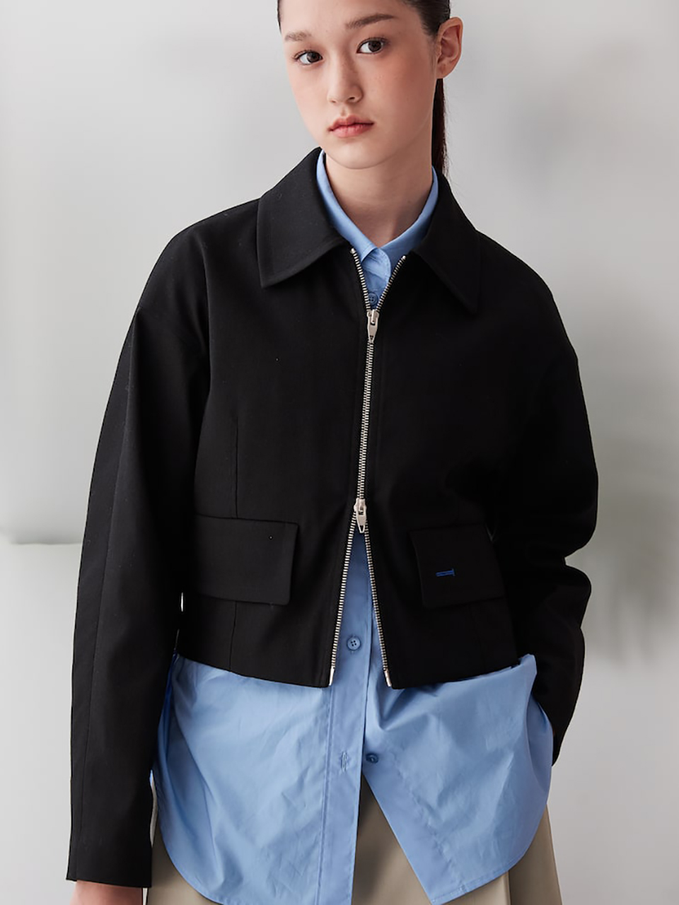 kuho plus Zip-up Short Jacket _Black