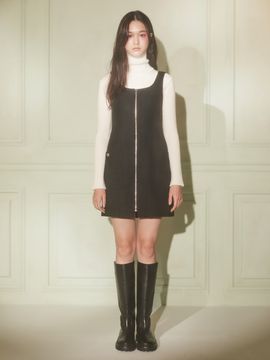 kuho plus ZipUp Tweed Sleeveless Dress (Black)