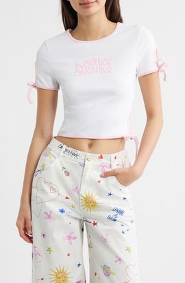 Kulani Kinis Kulani Kinis Baby Cutout Crop Stretch Cotton Rib T-Shirt