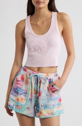 Kulani Kinis Kulani Kinis Flower Embossed Crop Tank