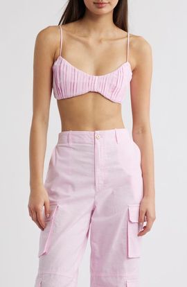 Kulani Kinis Kulani Kinis Pleated Cotton & Linen Bralette Top
