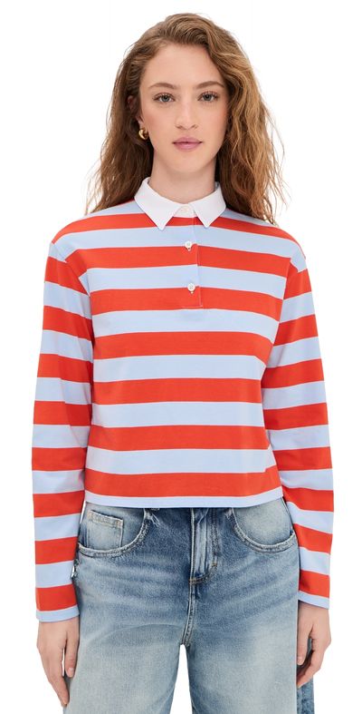 KULE KULE The Lexie Rugby Polo Light Blue/Poppy