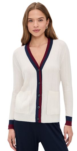KULE KULE The Sinclair Cashmere Cardigan Cream/Navy/Port