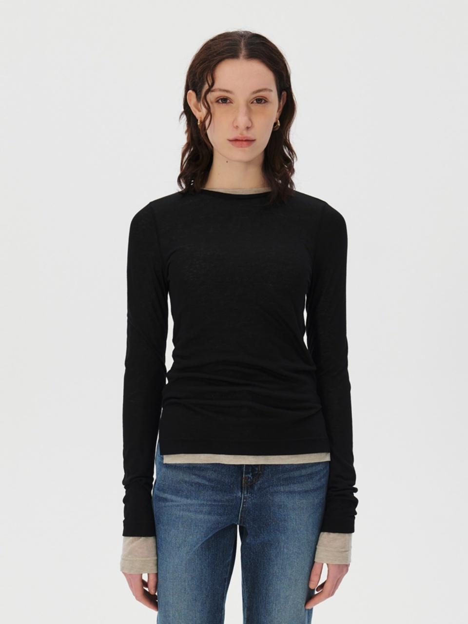KUME Basic Tencel Layering T-shirt, Black