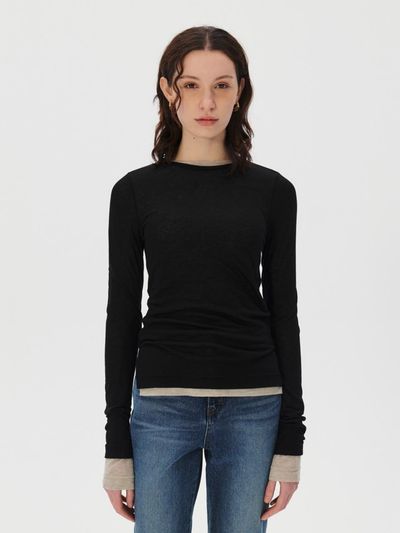 KUME Basic Tencel Layering T-shirt, Black