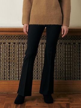 KUME BOOTCUT TROUSERS WITH BUTTON DETAIL, BLACK
