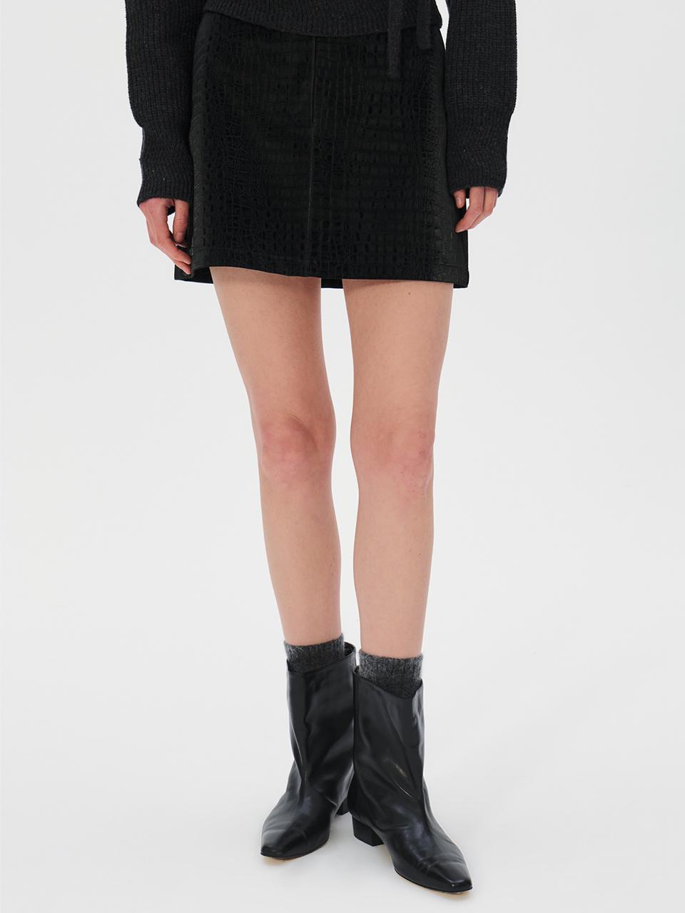 KUME Faux Leather Mini Skirt, Black