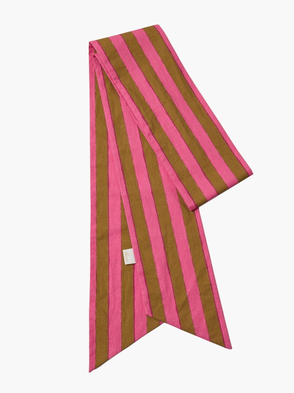 KUME Multi-Striped Scarf, Pink Brown