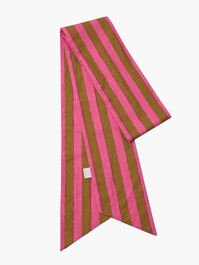 KUME Multi-Striped Scarf, Pink Brown