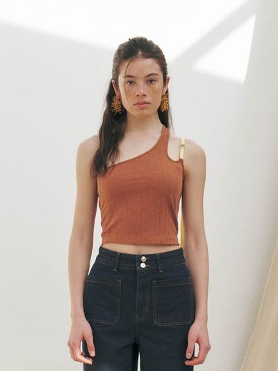 KUME One Shoulder Strap Top, Brick