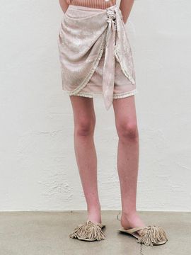 KUME Printed Wrap Mini Skirt_Light Pink