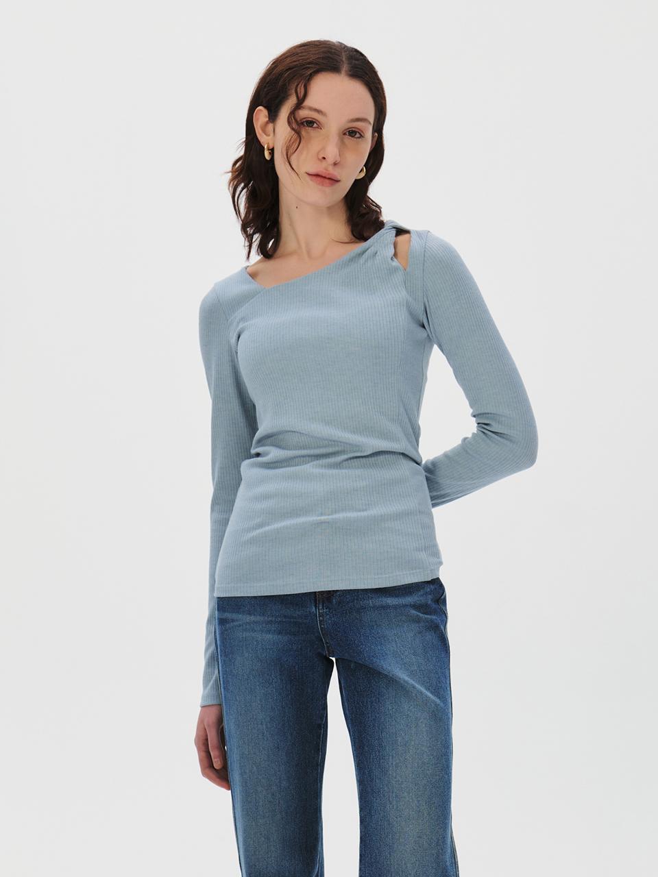KUME Twisted Long Sleeves T-shirt, Sky Blue