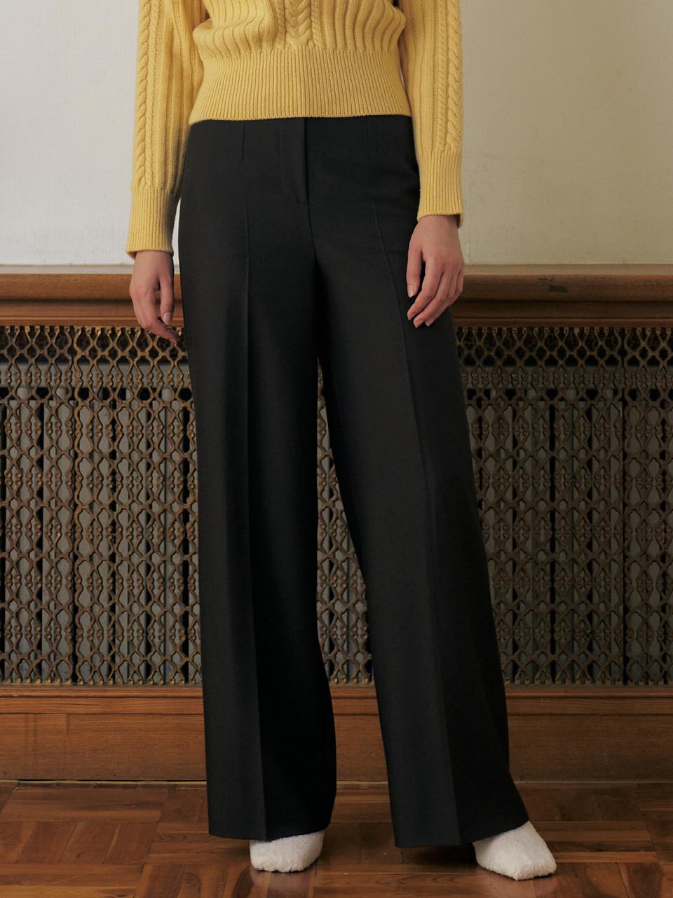 KUME WIDE LEG PLEATED PANTS, BROWN