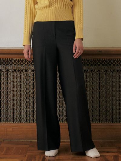 KUME WIDE LEG PLEATED PANTS, BROWN