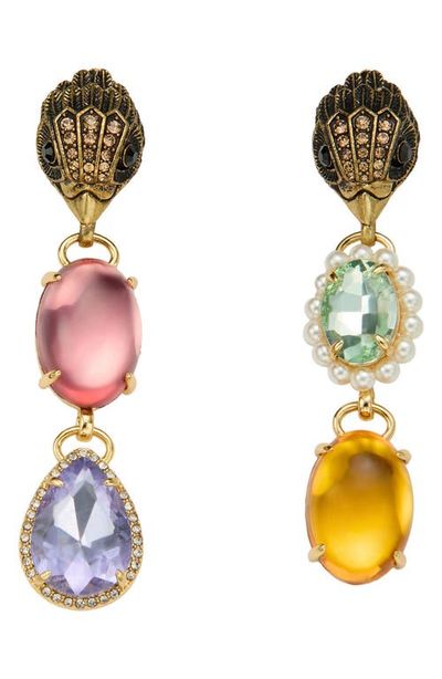 Kurt Geiger London Kurt Geiger London Candy Mismatched Crystal & Cabochon Linear Drop Earrings