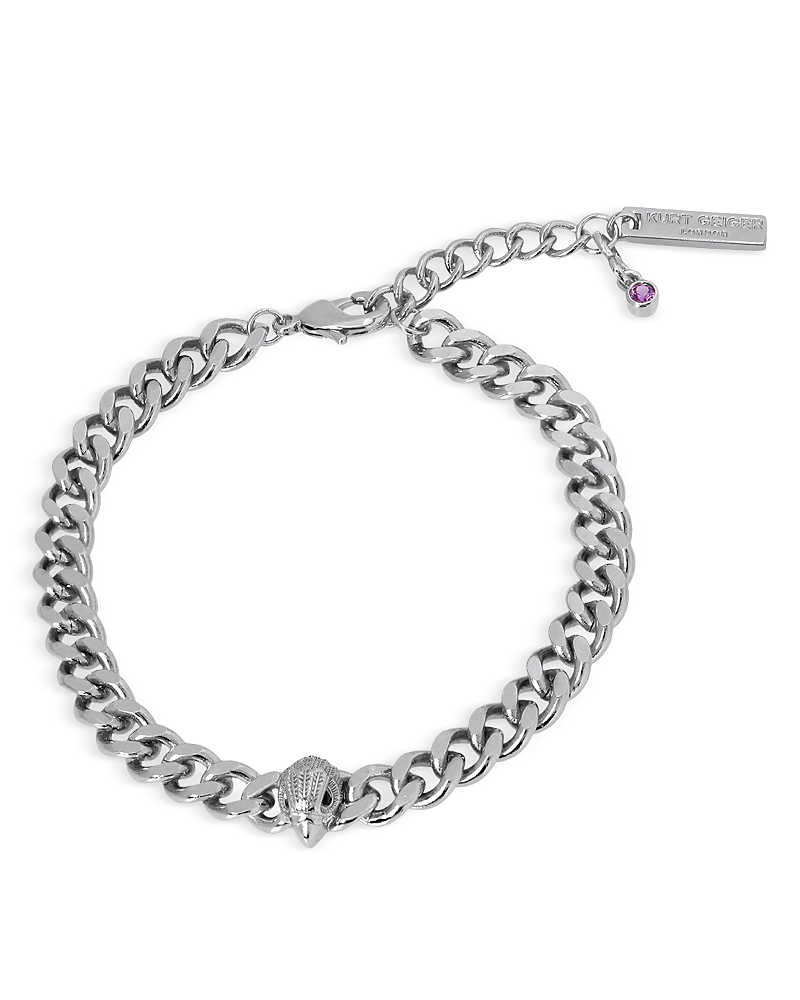 Kurt Geiger London Kurt Geiger London Pave Signature Eagle Curb Chain Link Bracelet in Silver Tone
