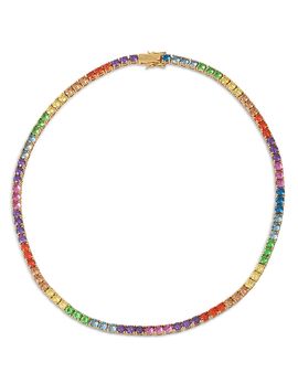 Kurt Geiger London Kurt Geiger London Rainbow Crystal Tennis Necklace, 16