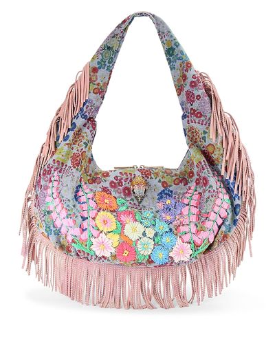 Kurt Geiger London Kurt Geiger London Shoreditch Fringe Large Embroidered Denim Hobo Bag