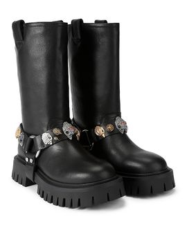 Kurt Geiger London Kurt Geiger London Women's Eagles Harness Leather Biker Boots