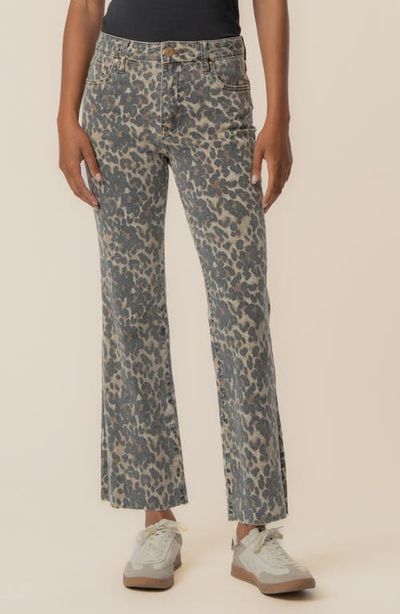 KUT from the Kloth KUT from the Kloth Kelsey Print Raw Hem High Waist Ankle Flare Jeans