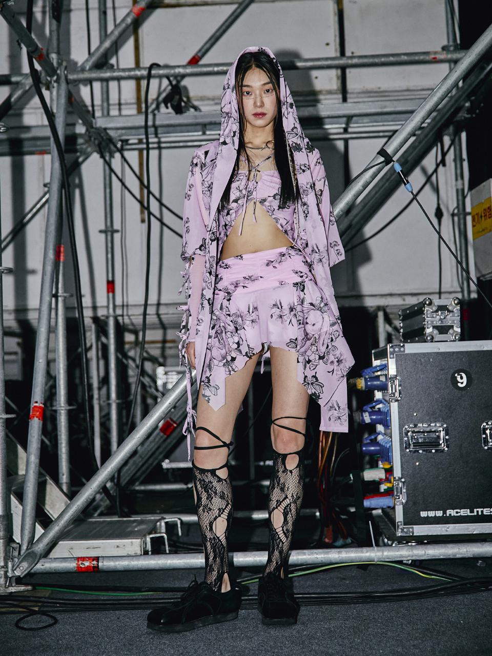 Kwak Hyun Joo Collection Halterneck Ring Polyester Hoodie Set