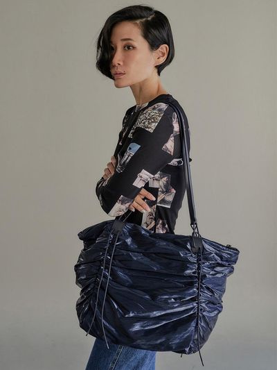 KWANI Deborah Ruched Bag_Navy