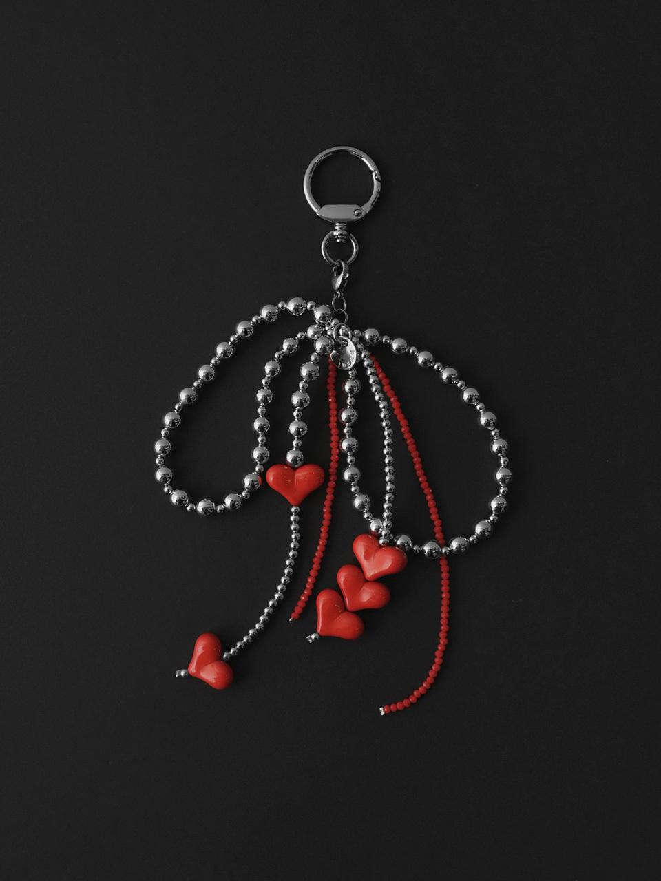 KWANI Silver Bow with Red Hearts