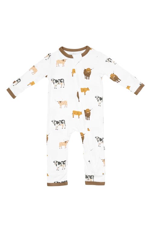 Kyte BABY Kyte BABY Kids' Cow Print Zip-Up Romper