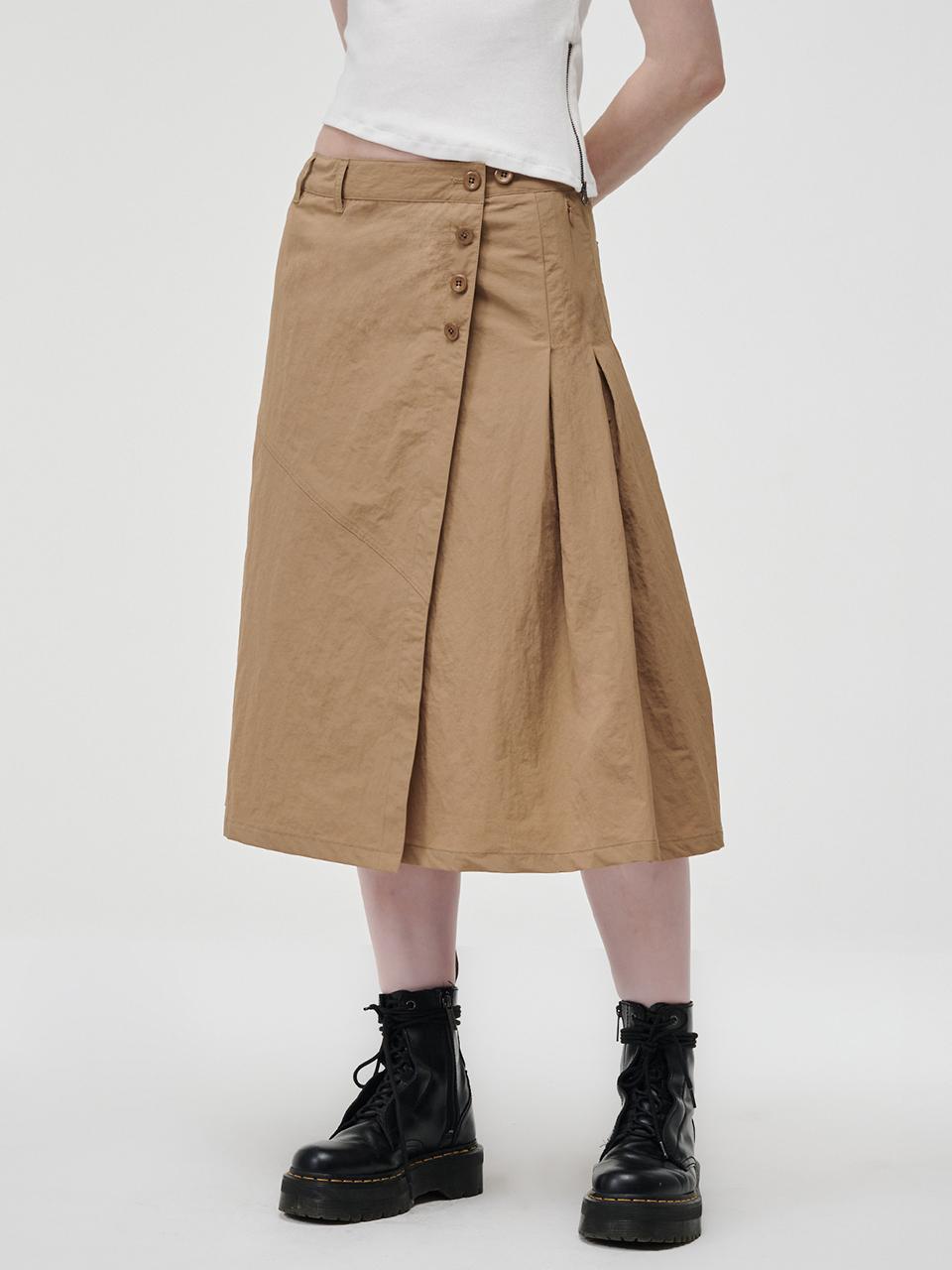 KZM PLEATED WRAP SKIRT [BEIGE]