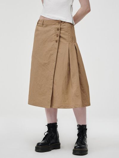 KZM PLEATED WRAP SKIRT [BEIGE]
