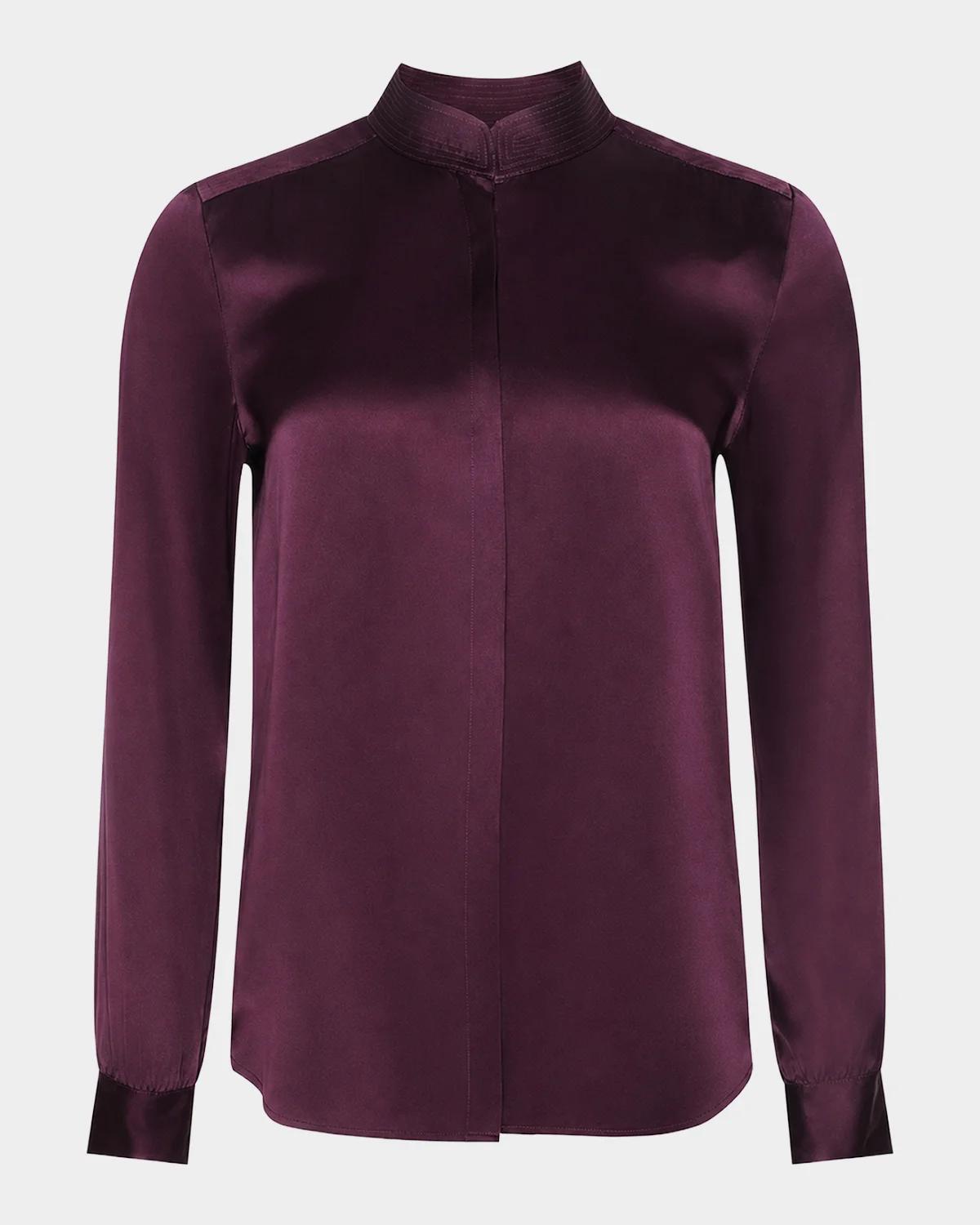 L & apos;AGENCE Bianca Silk Charmeuse Button-Down Blouse