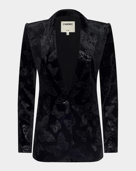 L & apos;AGENCE Chamberlain Butterfly Jacquard Velvet Blazer