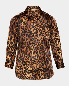 L & apos;AGENCE Dani 3/4-Sleeve Leopard Blouse