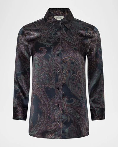 L & apos;AGENCE Dani Paisley Silk 3/4 Sleeve Blouse