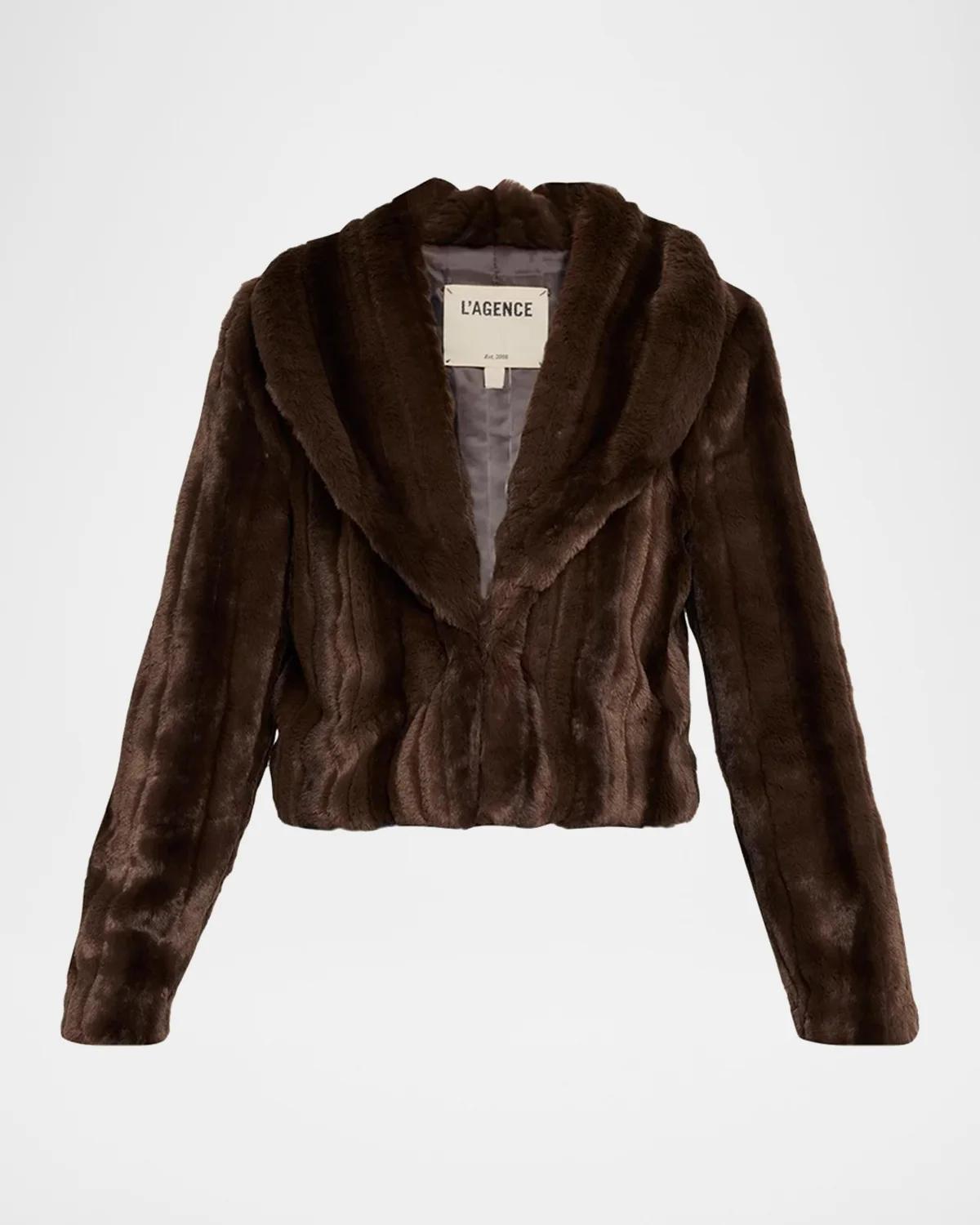 L & apos;AGENCE Davy Faux fur Cropped Jacket