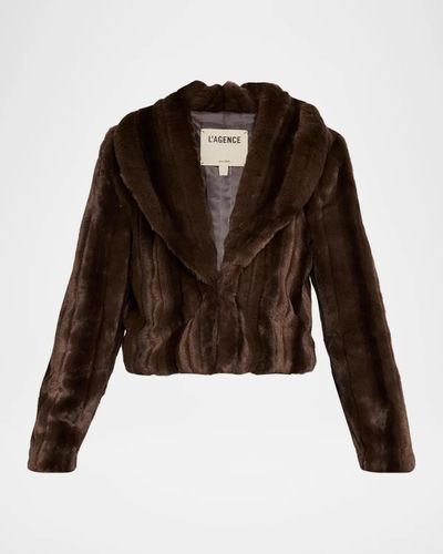 L & apos;AGENCE Davy Faux fur Cropped Jacket