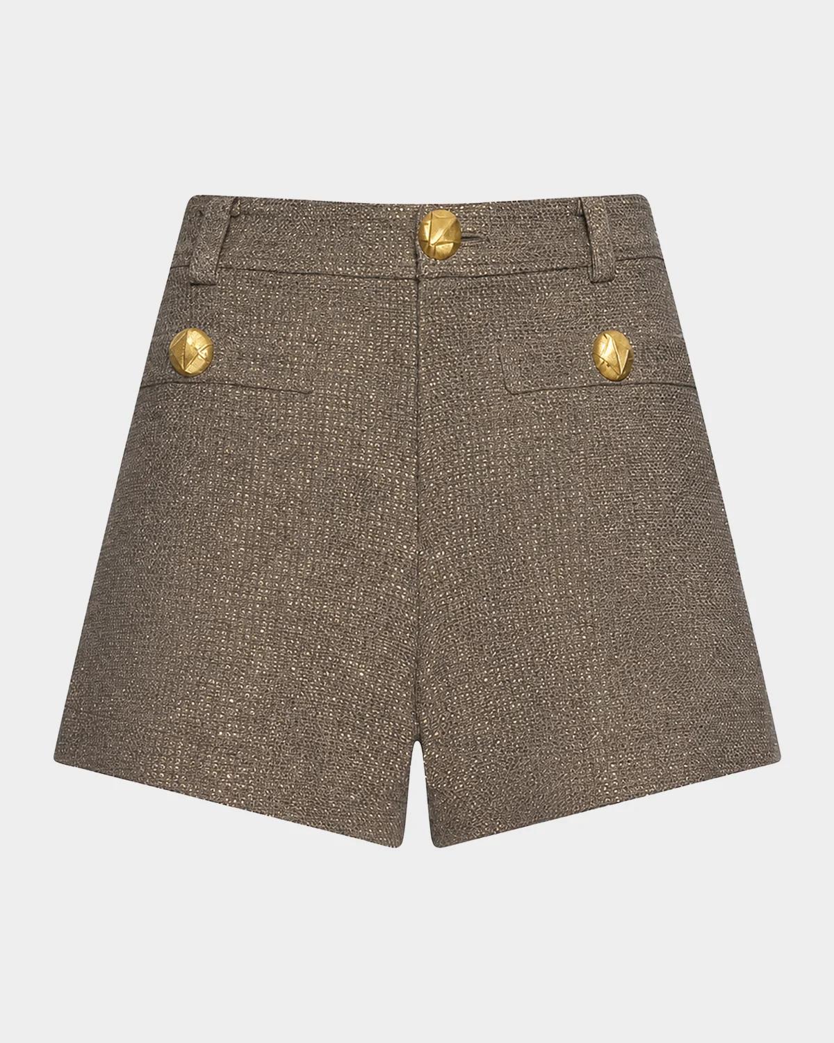 L & apos;AGENCE Dionne Textured Cotton-Blend Shorts