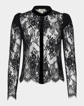 L & apos;AGENCE Dorothea Velvet Lace Blouse